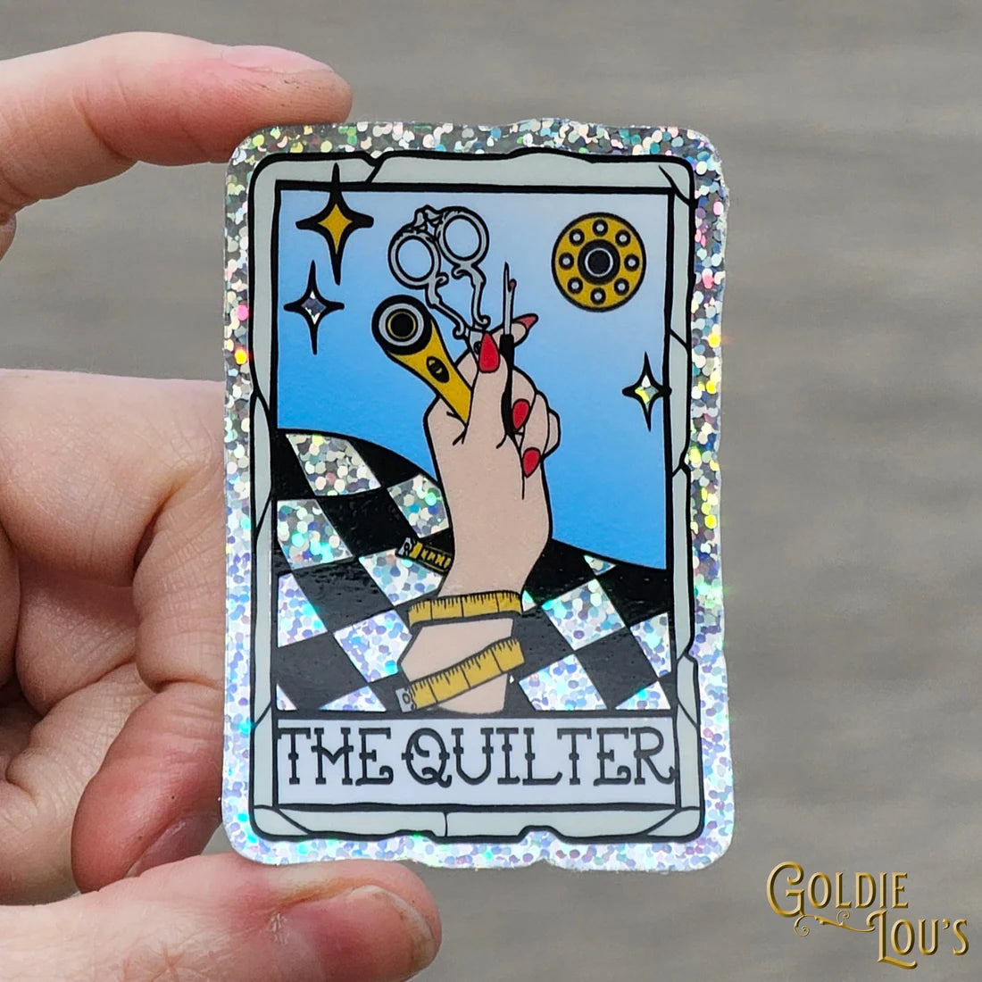 Quilter Tarot Glitter Sticker