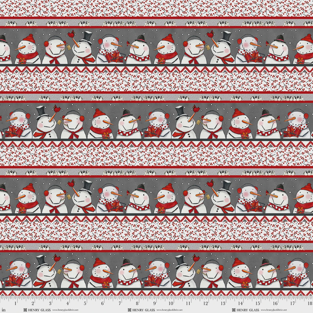 Snow Folks Snowman Border Stripe 2708-98 Multi