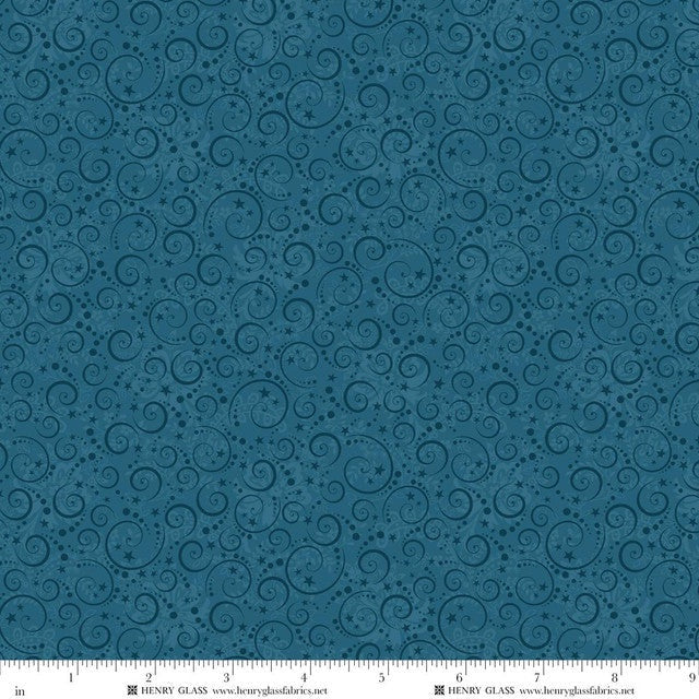 Nordic Holiday Village - Mini Swirls - Blue - Mary Jane Carey - Q-3609-77