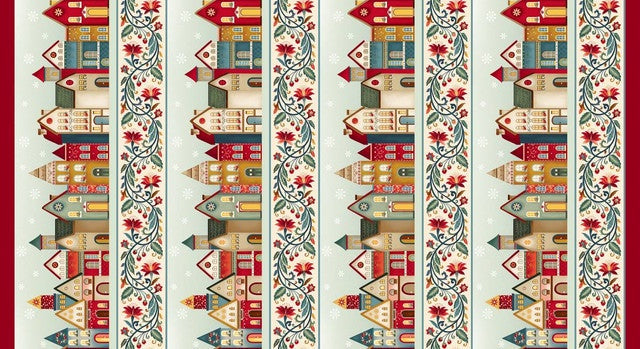 Nordic Holiday Village - Border Stripe - Cream Multi - Mary Jane Carey - Q-3612-44