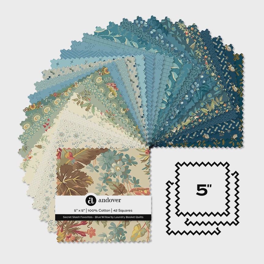 Secret Stash Blue Willow - 5 Inch Square - 42 Cuts Each 5-SSFBW-42