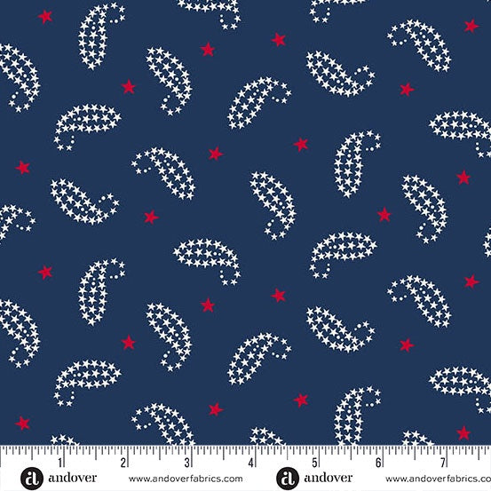 Americana by Andover Fabrics Paisley Blue
