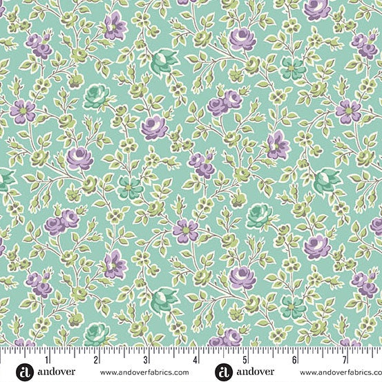 Sweet Things by Andover Fabrics Climbing Rose Teal