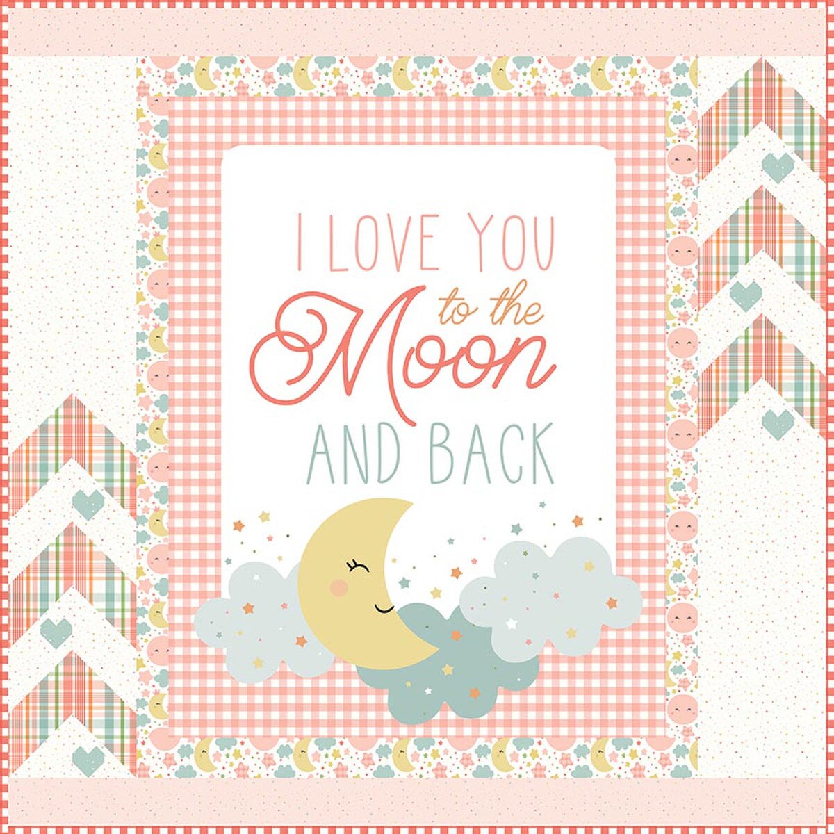 Love You to the Moon Coral Panel Quilt Kit - KT-18271