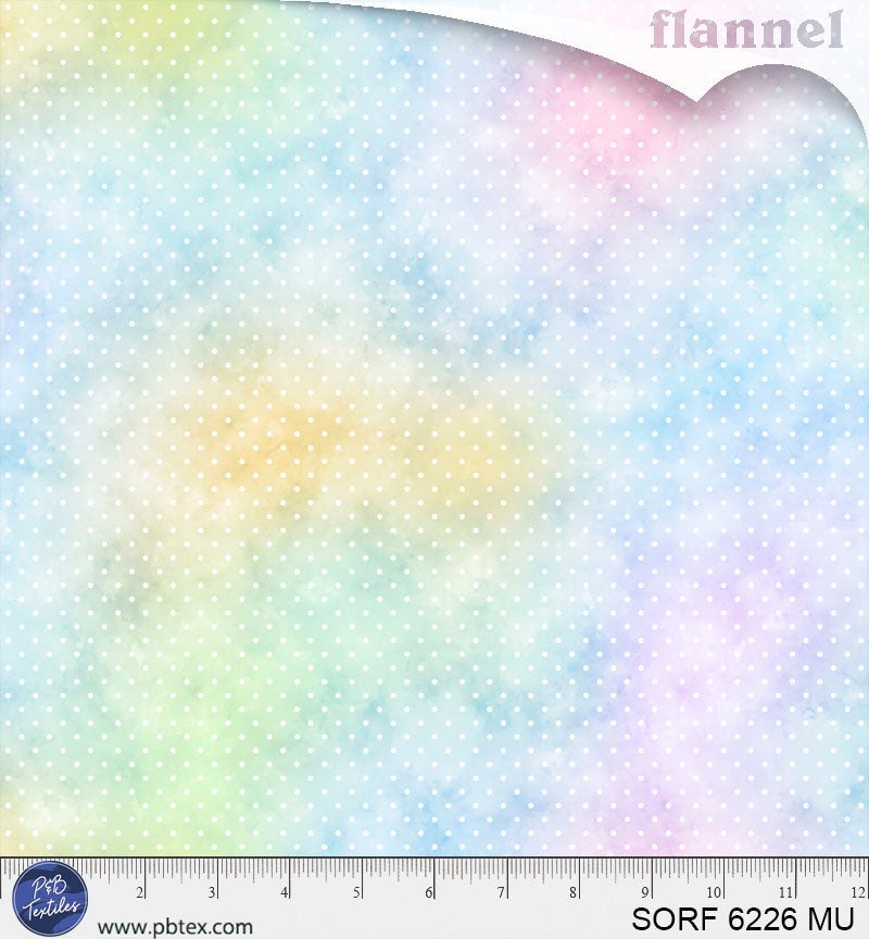 SORF 06226 MU Sorbet Flannel Cloudy Multi Pin Dot Rainbow