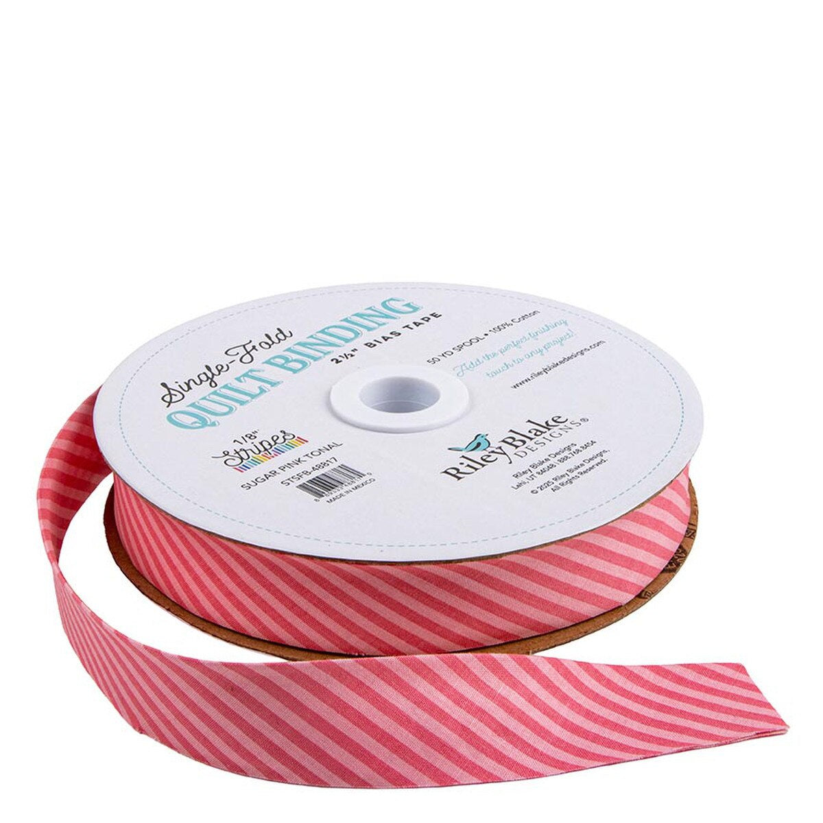 Single-Fold Quilt Binding 1/8“Tonal Stripe Sugar Pink