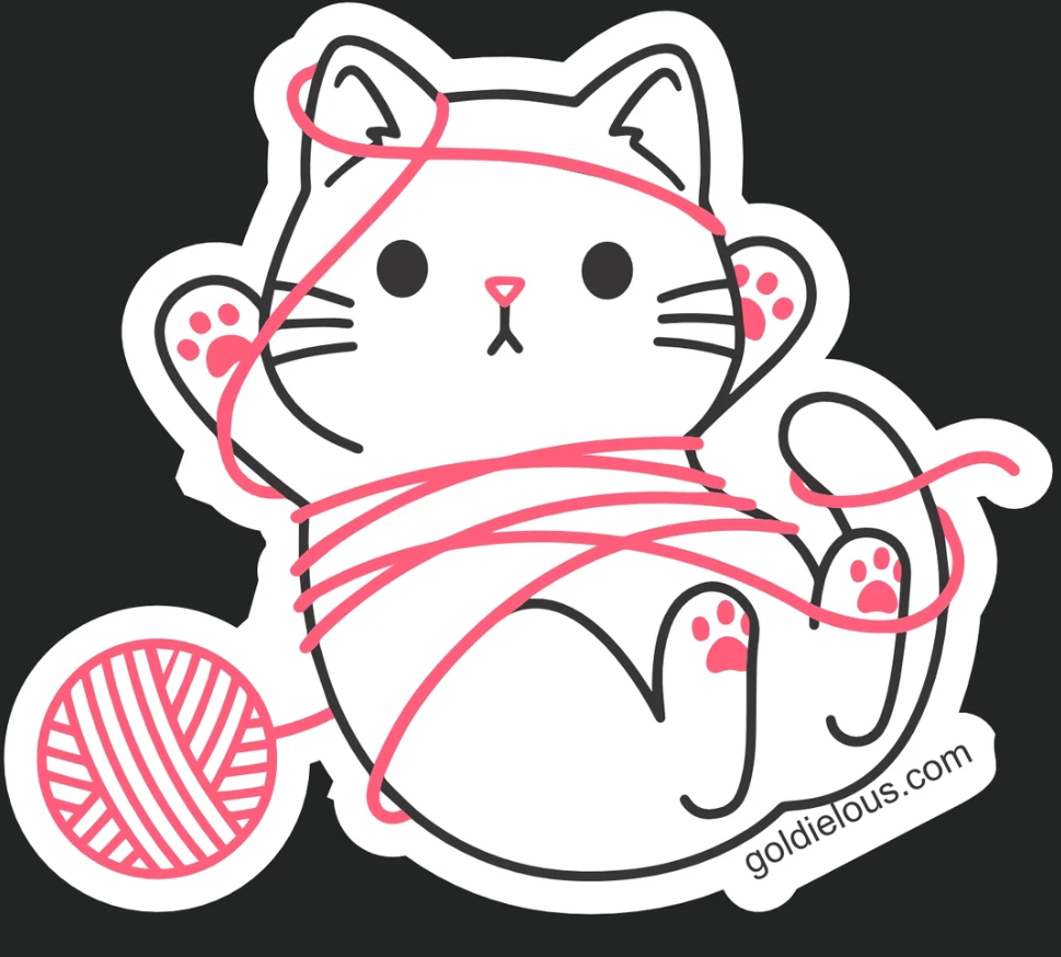 Tangled Kitty Sticker