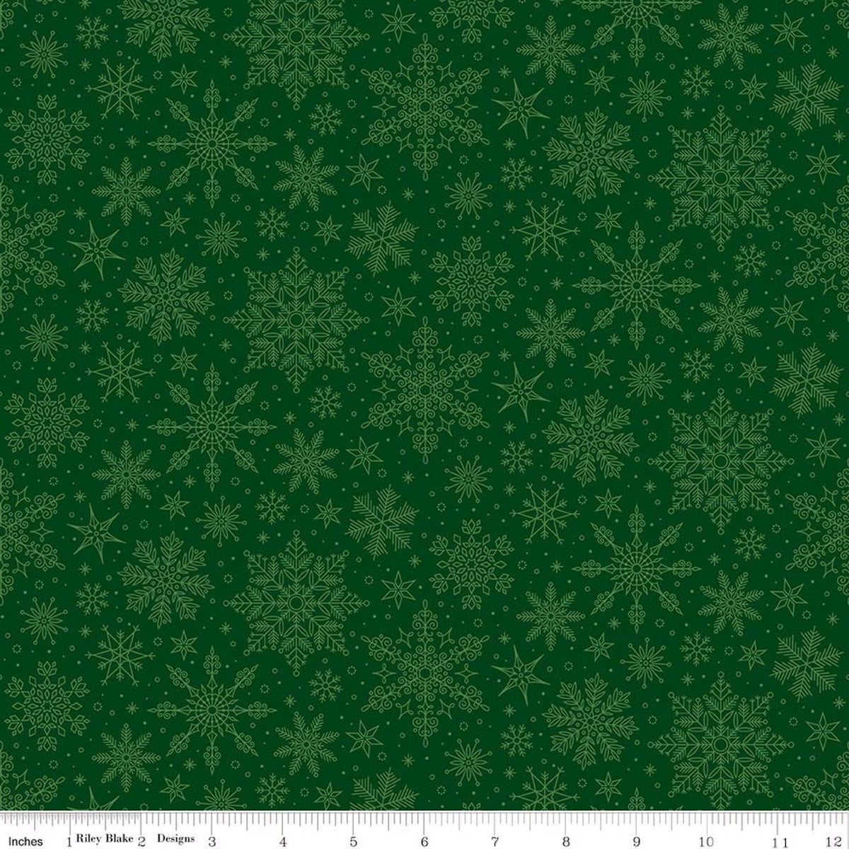 Poinsettias at Christmas - Snowflakes - Green - Jennifer Bosworth - C17635-GREEN