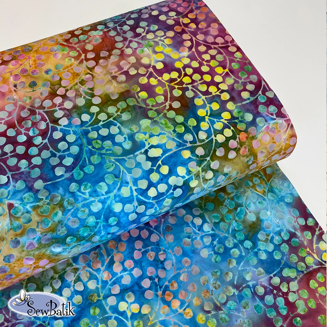 10802-2334 Wide Batik Gardenista Vine Rainbow