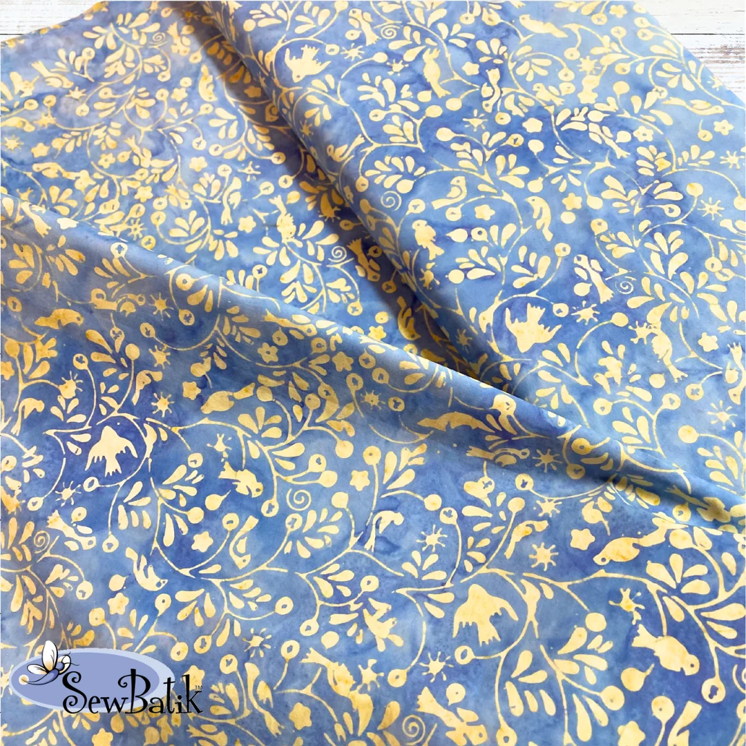 10802-2352 Wide Batik Flock Together Allure Blue Buff