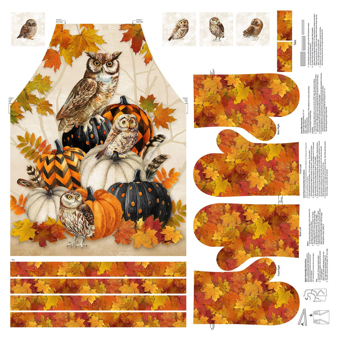 Night Owl - Apron Panel - Beige Multi - Deborah Edwards - C28843-12