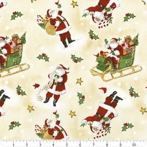 Jolly North - Tossed Santas - Cream - Anne Tavoletti - 3036-18062-273