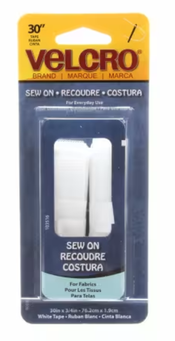 White VELCRO® Brand Fastener Regular Duty Strip White 3/4in x 30in
