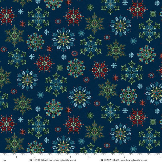 Nordic Holiday Village - Snowflakes - Blue Multi - Mary Jane Carey -Q-3605-79