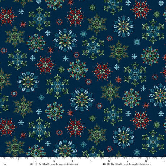 Nordic Holiday Village - Snowflakes - Blue Multi - Mary Jane Carey -Q-3605-79