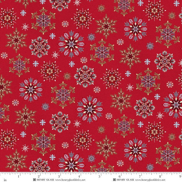 Nordic Holiday Village - Snowflakes - Red - Mary Jane Carey -Q-3605-89