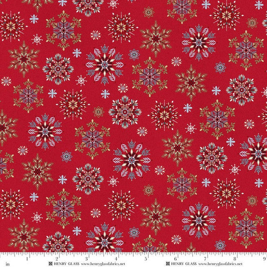 Nordic Holiday Village - Snowflakes - Red - Mary Jane Carey -Q-3605-89