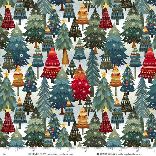 Nordic Holiday Village - Stacked Trees - Ice Blue - Mary Jane Carey -Q-3606-17