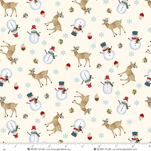Nordic Holiday Village - Tossed Reindeer - Cream - Mary Jane Carey -Q-3607-44