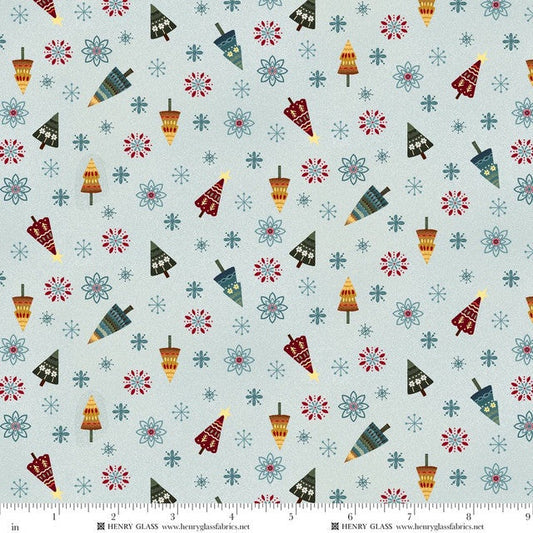Nordic Holiday Village - Tossed Trees - Ice Blue - Mary Jane Carey -Q-3608-17