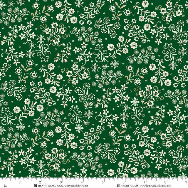 Nordic Holiday Village - Floral Vines - Green - Mary Jane Carey - Q-3610-66