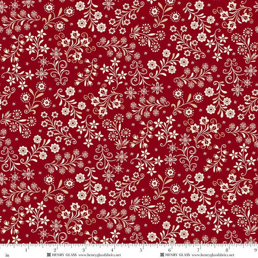 Nordic Holiday Village - Floral Vines - Red - Mary Jane Carey - Q-3610-88