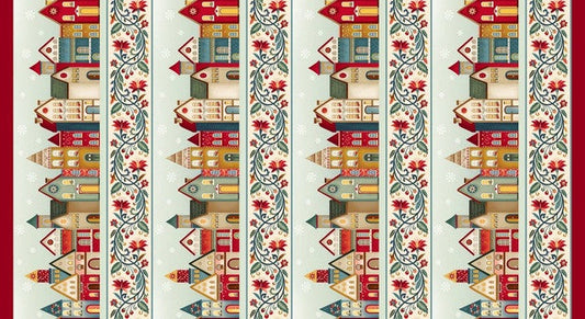 Nordic Holiday Village - Border Stripe - Cream Multi - Mary Jane Carey - Q-3612-44