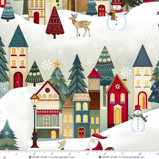 Nordic Holiday Village - Santa Scene - Cream Multi - Mary Jane Carey - Q-3613-44