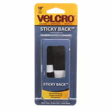 VELCRO® Brand Fastener Sticky Back Tape - Black 3/4in x 18in - 90078V