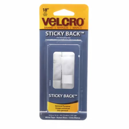 VELCRO® Brand Fastener Sticky Back Tape - White 3/4in x 18in - 90079V