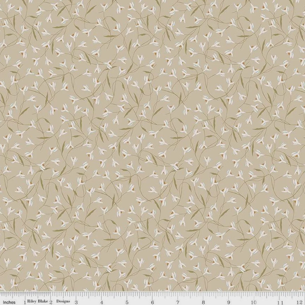 C16822 Taupe with white flowers Farmer's Daughter