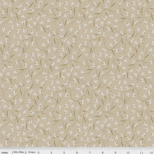 C16822 Taupe with white flowers Farmer's Daughter