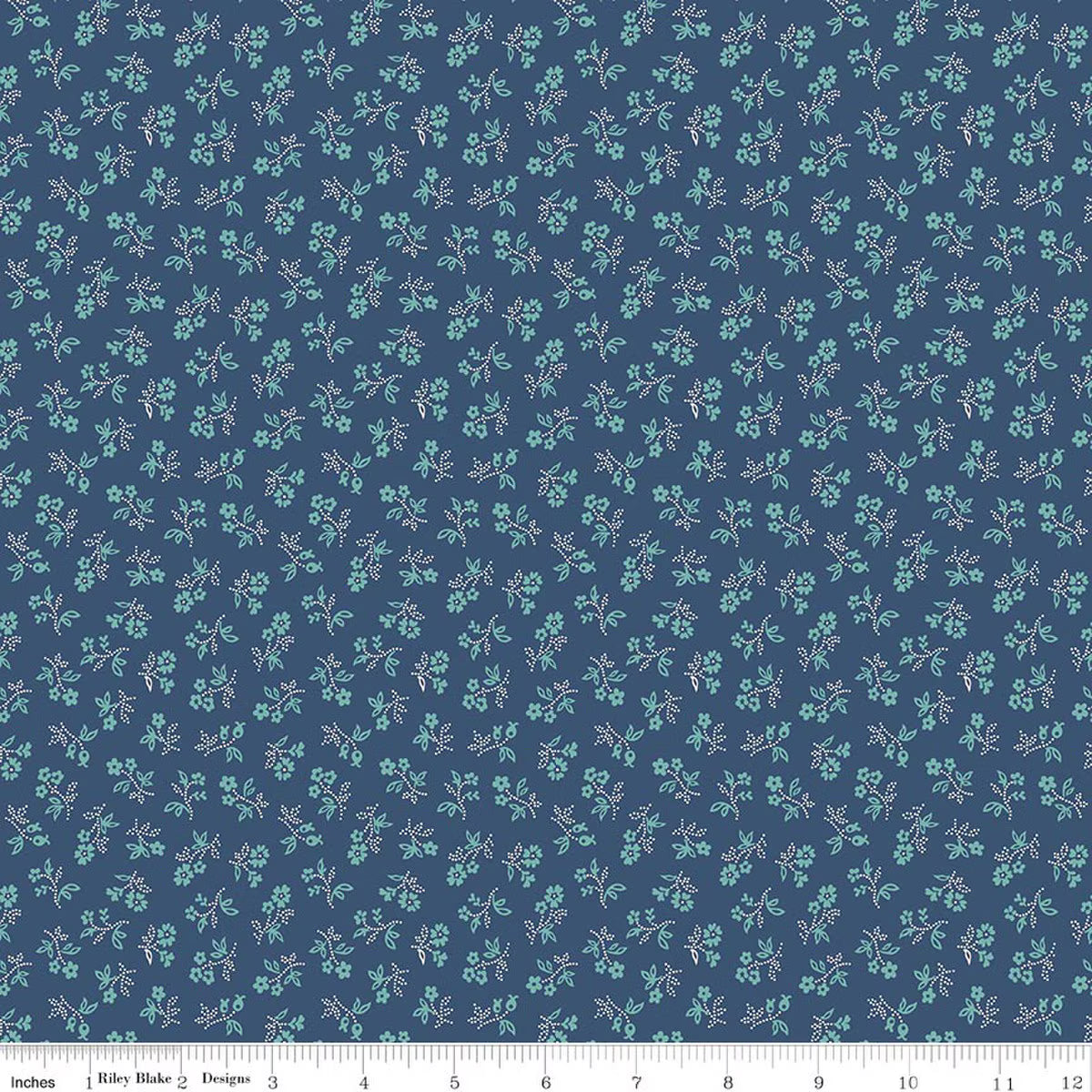 C17170 Denim w/ Teal tiny flowers Farmer's Daughter