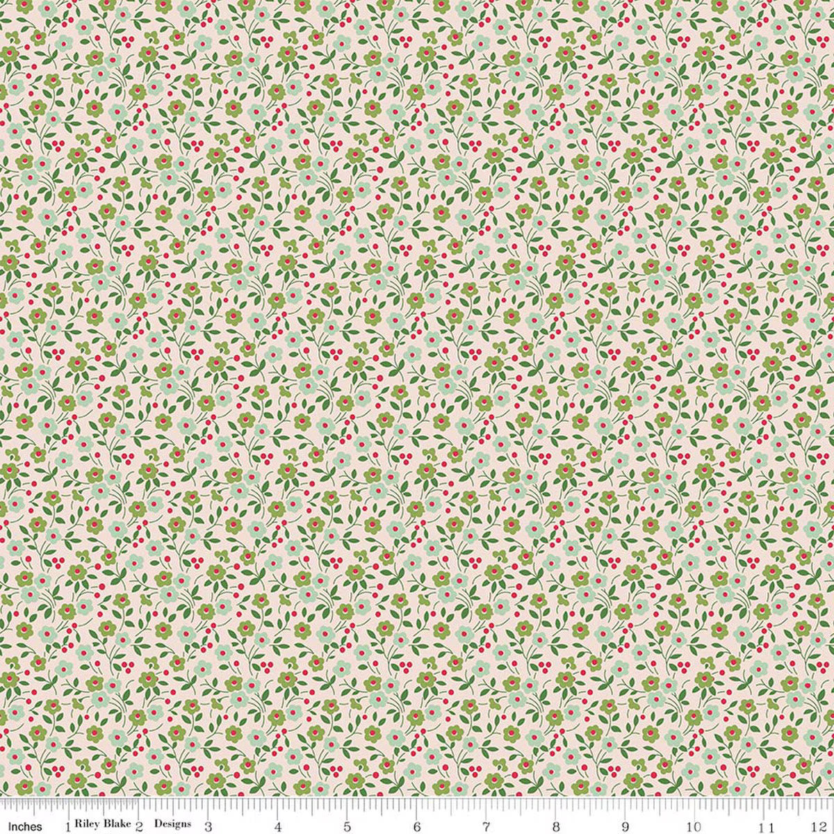 C17171 Sage Cream with green flowers Farmer's Daughter