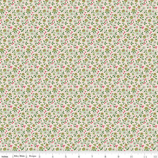 C17171 Sage Cream with green flowers Farmer's Daughter