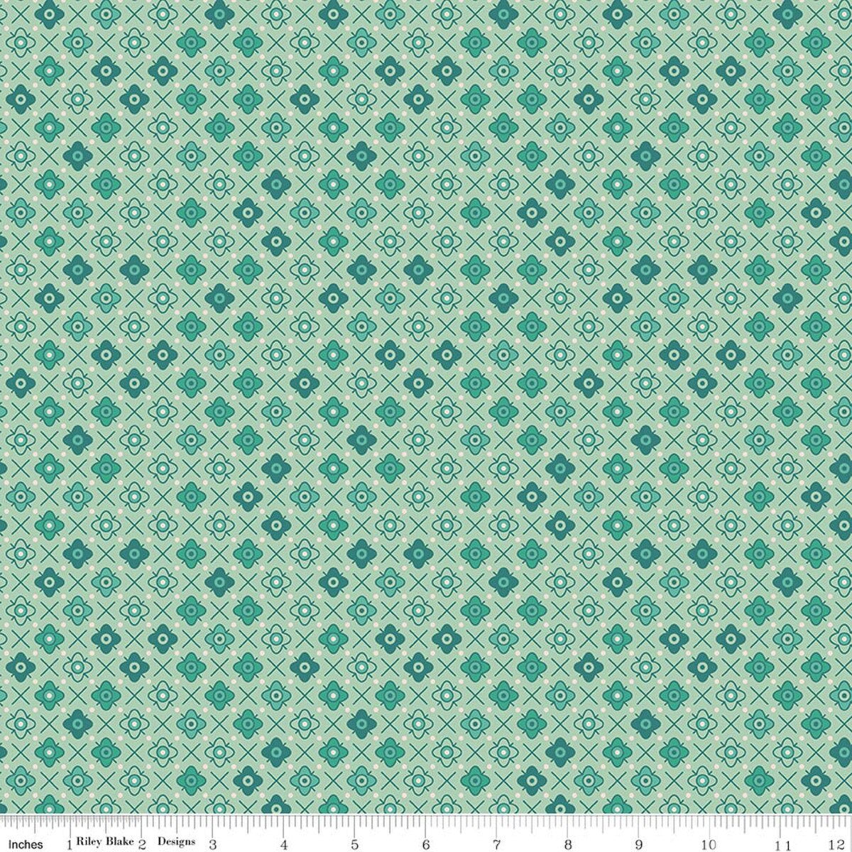 C17172 Sage Teal on point flowers Farmer's Daughter