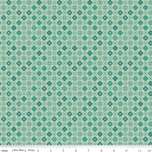 C17172 Sage Teal on point flowers Farmer's Daughter