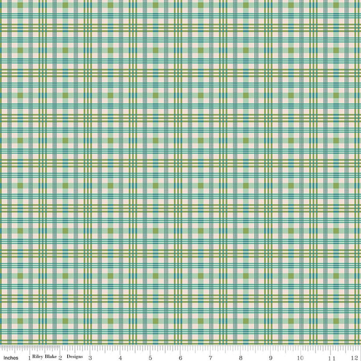 C17175 Sea Glass Teal Green plaid Farmer's Daughter