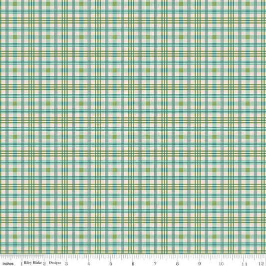 C17175 Sea Glass Teal Green plaid Farmer's Daughter