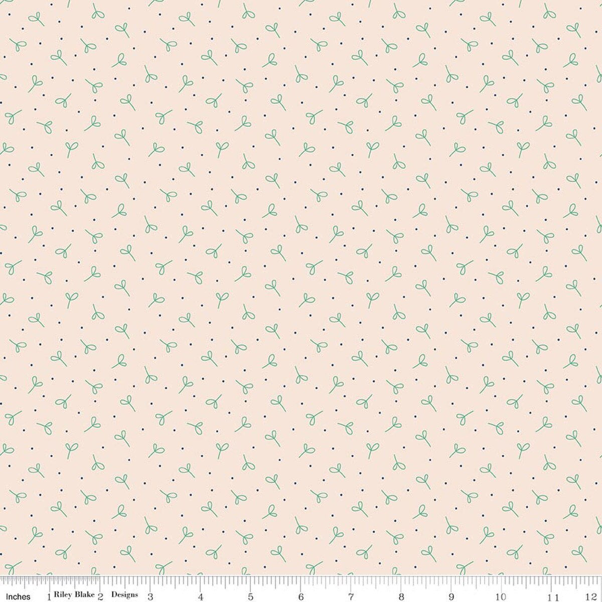 C17182 Leaf Cream with teal 2 loop flower Farmer's Daughter