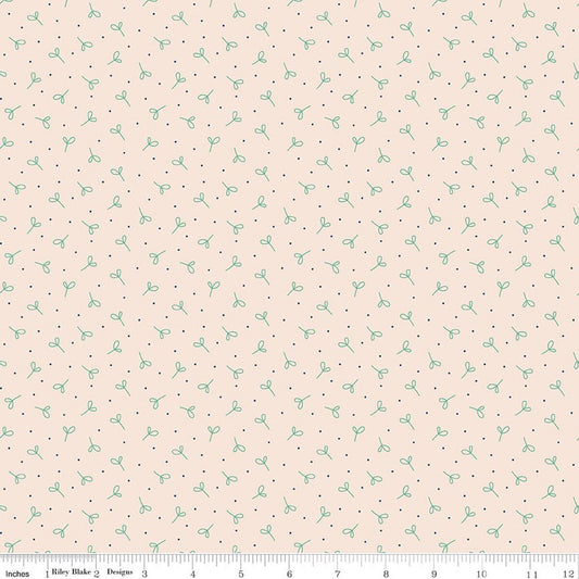 C17182 Leaf Cream with teal 2 loop flower Farmer's Daughter