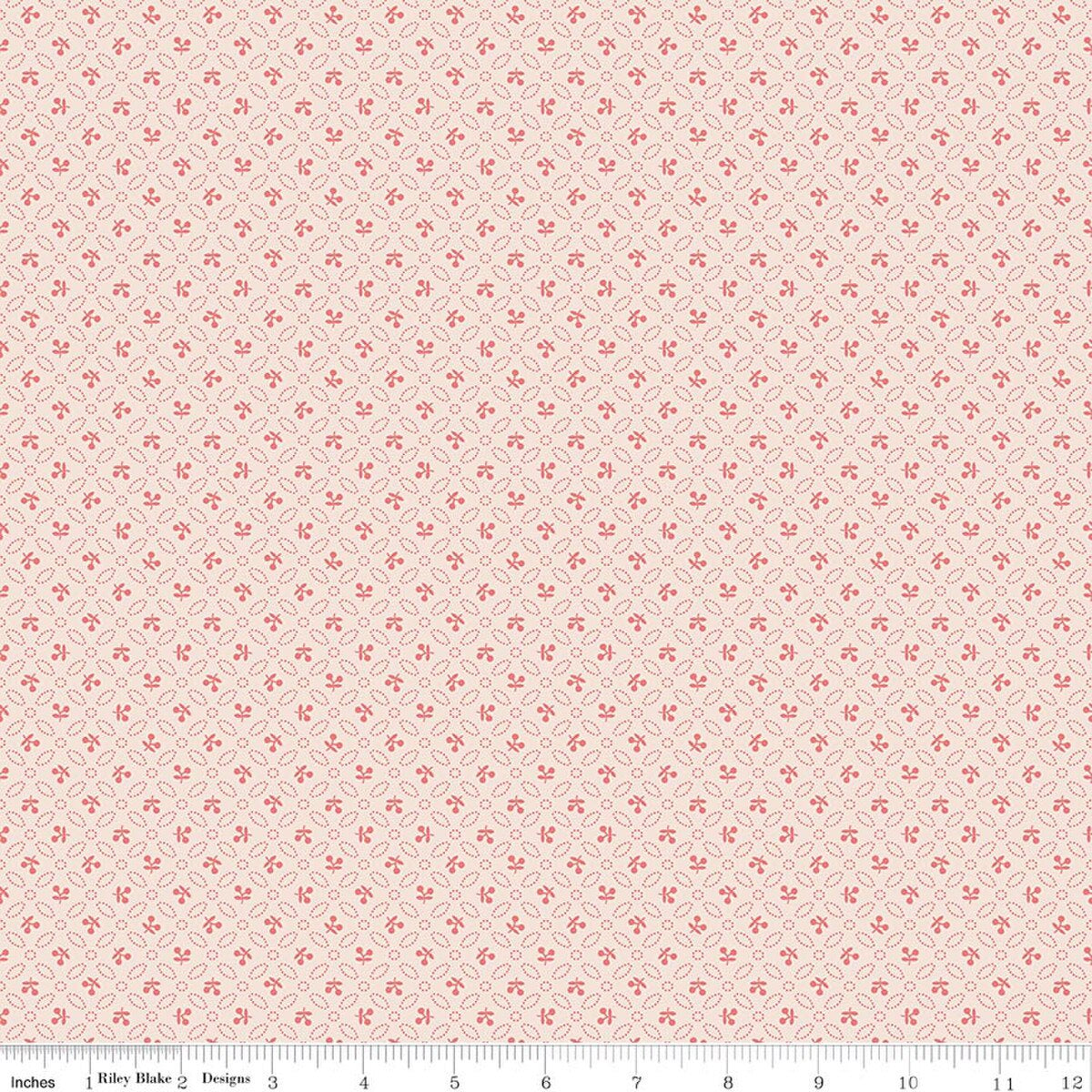 C17188 Coral Cream with tiny pink flowers Farmer's Daughter