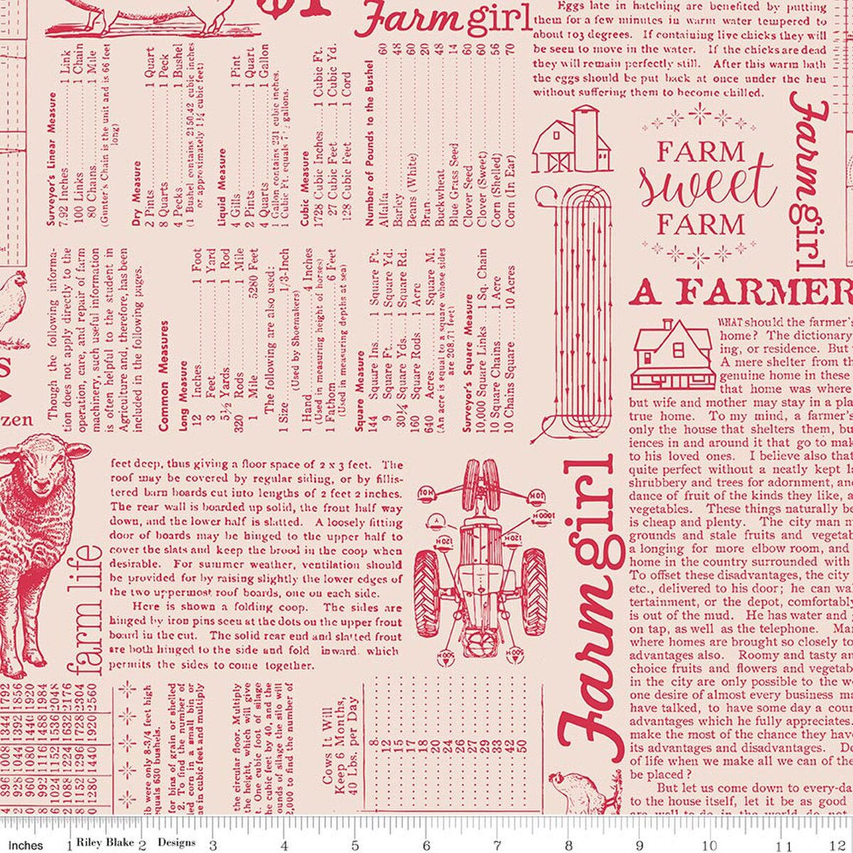 C17190 Tea Rose Cream Pink Newspaper Farmer's Daughter