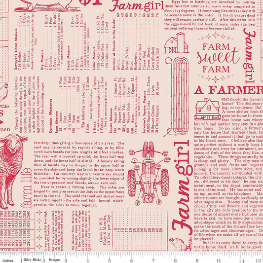 C17190 Tea Rose Cream Pink Newspaper Farmer's Daughter