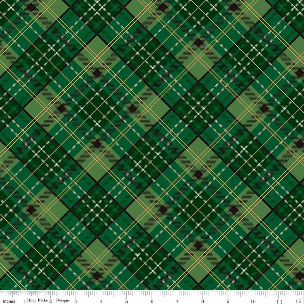 Poinsettias at Christmas - Plaid - Green Foil- Jennifer Bosworth - CF17633-GREEN
