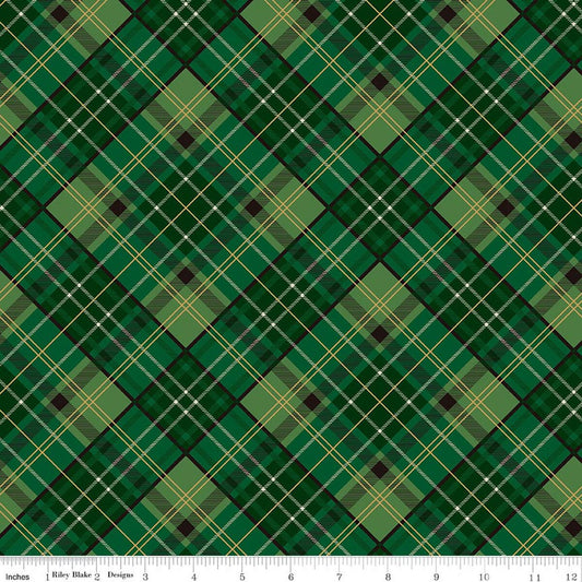 Poinsettias at Christmas - Plaid - Green Foil- Jennifer Bosworth - CF17633-GREEN