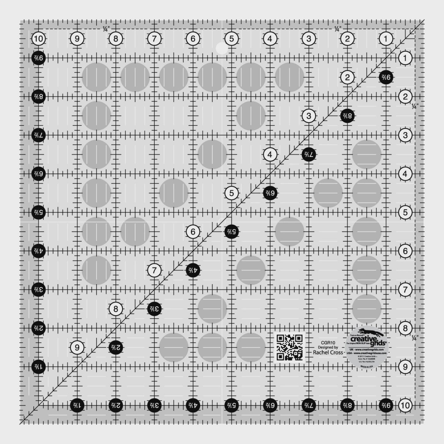 Creative Grids Quilt Ruler 10-1/2in x 10-1/2in Square