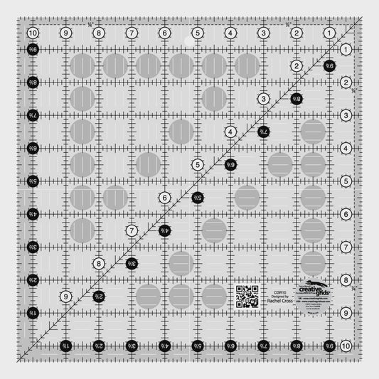 Creative Grids Quilt Ruler 10-1/2in x 10-1/2in Square