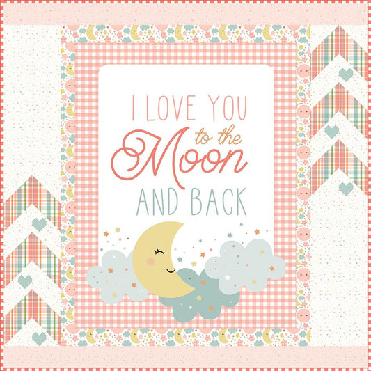Love You to the Moon Coral Panel Quilt Kit - KT-18271