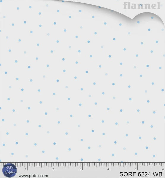 Sorbet Flannel Tossed Tonal Dots White/Blue